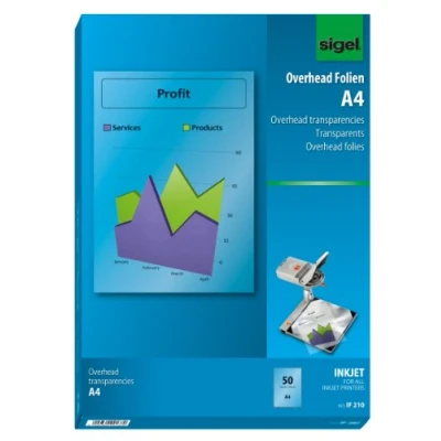 Afbeelding van SIGEL IF210 transparante folie voor overhead projector, 21 x 29,7 cm, inkjetprinters, 50 stuks