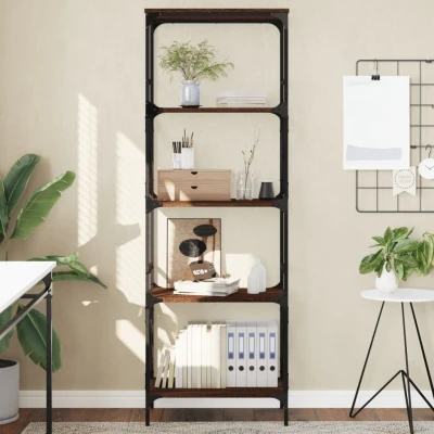 Afbeelding van Boekenkast 5 laags 59x35x171 cm bewerkt hout bruineikenkleurig