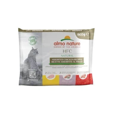 Afbeelding van 6x55g Maaltijdzakjes 3 smaken Kip Almo Nature Classic Kattenvoer