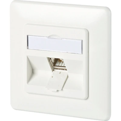 Afbeelding van Metz Connect 130B11D11002 E Netwerkdoos Inbouw (in muur) Inzet met centraalstuk en frame CAT 6A 1 poort Zuiver wit