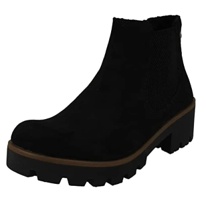 Afbeelding van Rieker Chelsea Enkellaarsjes met plateauzool, Dames, Maat: 36, Schwarz Leer en textiel