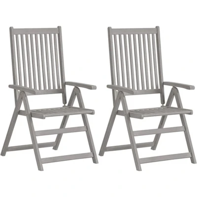 Afbeelding van Tuinstoelen 2 st verstelbaar massief acaciahout grijs