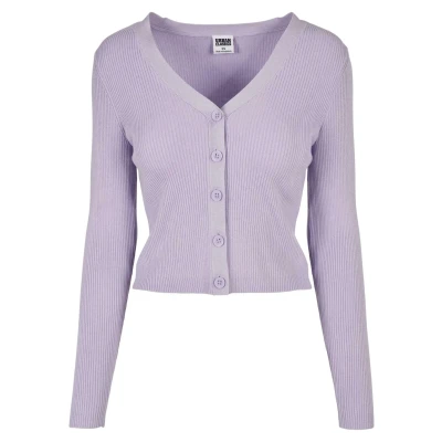 Afbeelding van Urban Classics Ladies Short RIB KNIT Cardigan Vest, Dames, Maat: XXL, Lilac