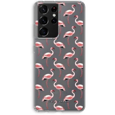 Afbeelding van Case Company® hoesje geschikt voor Samsung Galaxy S21 Ultra Flamingo Soft Cover Telefoonhoesje Bescherming aan alle Kanten en Schermrand