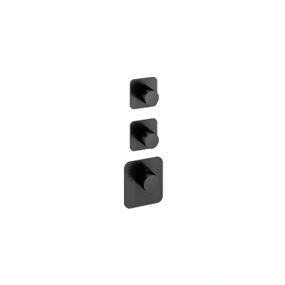 Afbeelding van HotBath Gal Afbouwdeel Highflow Thermostaat met 2 stopkranen Geborsteld Gunmetal PVD GLF012EXTBGP