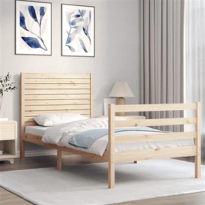 Afbeelding van vidaXL Bedframe met hoofdbord massief hout 100x200 cm