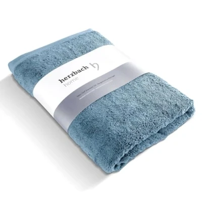 Afbeelding van herzbach home luxe sauna handdoek premium kwaliteit gemaakt van 100% egyptisch katoen 86 x 200 cm 600 g/m² (grijsblauw)