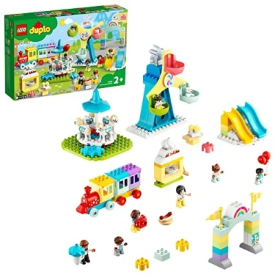 Afbeelding van LEGO 10956 DUPLO Town Pretpark, Kermis &amp; Trein Speelgoed voor Peuters van 2 Jaar Oud met Carrousel Reuzenrad