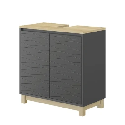 Afbeelding van Vicco Livia Wastafelonderbouw 60 x cm met 2 deuren Antraciet