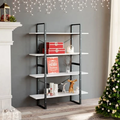 Afbeelding van Boekenkast met 4 schappen 100x30x140 cm spaanplaat wit