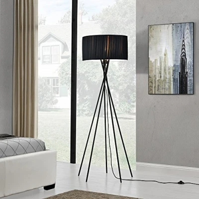 Afbeelding van Vloerlamp staande lamp 155 cm zwart Mikado E27