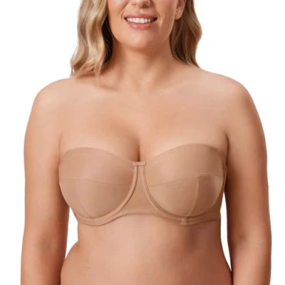 Afbeelding van Delimira Damesbeha, grote maat, afneembare bandjes, met beugel, antislip, Natuurlijk.