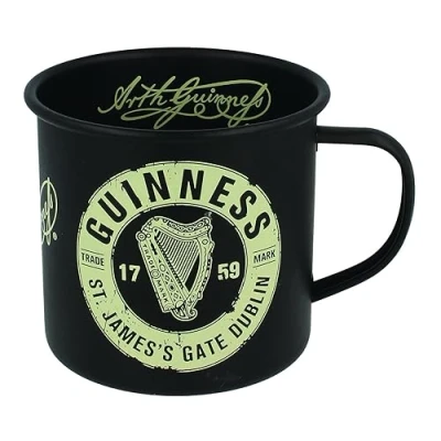 Afbeelding van Guinness beker van zwart email met logo het bruidsmerk
