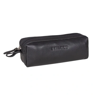 Afbeelding van STILORD &#039;Linus&#039; lederen pennenetui vintage etui pennen pennenhouder school mannen en vrouwen, zwart., Classic
