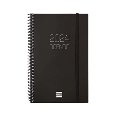 Afbeelding van Finocam Agenda 2024, spiraalbinding, ondoorzichtig, horizontaal weekoverzicht, januari 2024 december (12 maanden), zwart, internationaal