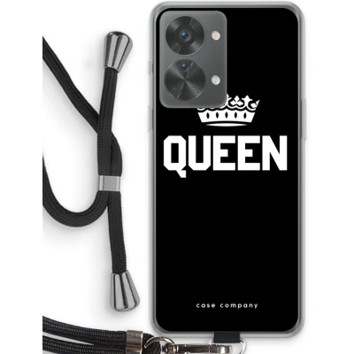 Afbeelding van Case Company® hoesje met Koord geschikt voor OnePlus Nord 2T Queen Zwart Telefoonhoesje Bescherming aan alle Kanten en Over de Schermrand