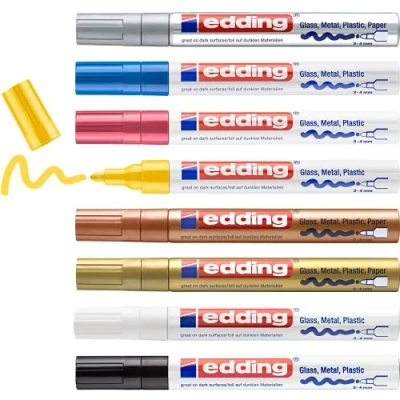 Afbeelding van edding 750 glanslakmarker set van 8 assorti