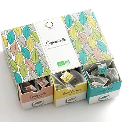 Image de ORIGEENS COFFRET THE BIO L&#039;Essentielle Assortiment de 6 Grands Thés, 48 sachets pyramide Idée Cadeau