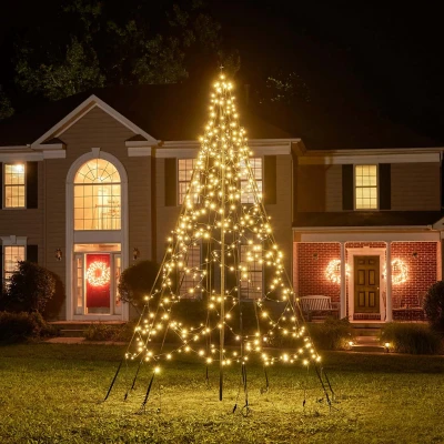 Afbeelding van Fairybell Vlaggenmast Kerstboom 3 meter 480 LED lampjes Inclusief mast Twinkle