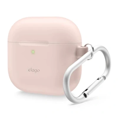 Afbeelding van elago Siliconen hoes compatibel met AirPods 4e generatie, 4 hoes, inclusief karabijnhaak, ondersteunt draadloos opladen, schokbestendig, volledige bescherming