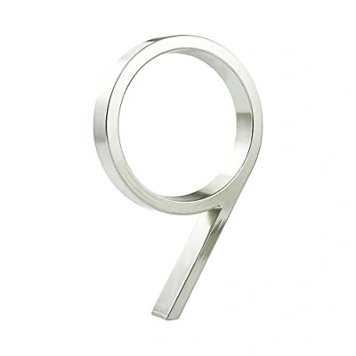 Afbeelding van HASWARE Zwevend huisnummerbord 12 cm, moderne deurnummers, verkeersbord, adreshuisnummers, zwart metaal (Zilver, 9)