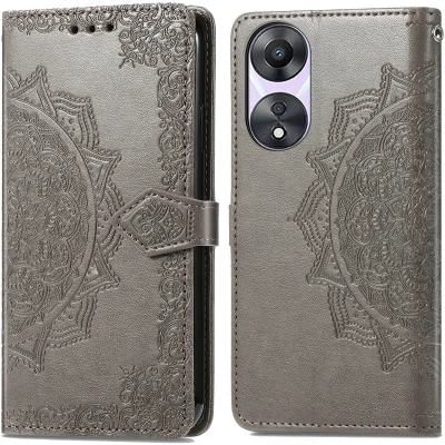 Afbeelding van iMoshion Hoesje Geschikt voor Oppo A58 Met Pasjeshouder Mandala Bookcase Grijs