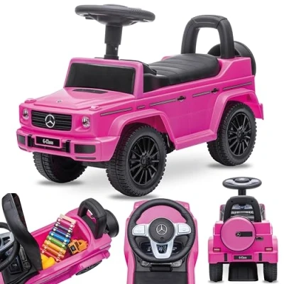 Afbeelding van Bobbycar voor baby&#039;s, Mercedes kinderauto, loopwagen met claxon en motorgeluiden, 1 jaar ouder (roze)
