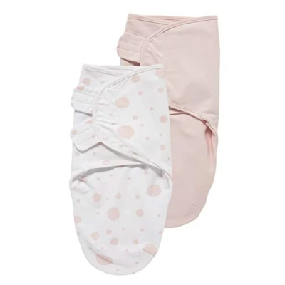 Afbeelding van Meyco Baby Dots/Uni swaddlemeyco inbakerdoek 2 pack pink/light pink 0 3 maanden