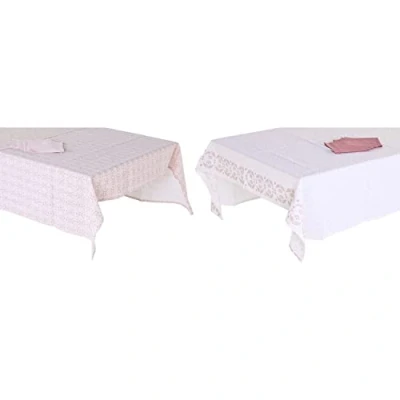 Afbeelding van Placemat en servetten DKD Home Decor Roze Wit (150 x 250 0,5 cm) (2 Stuks)