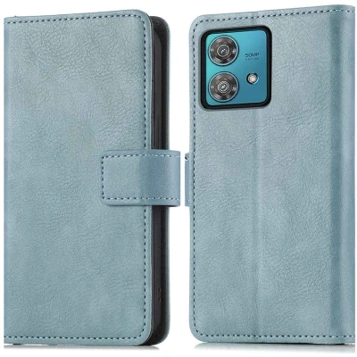 Afbeelding van iMoshion Hoesje Geschikt voor Motorola Moto G84 Met Pasjeshouder Luxe Bookcase Lichtblauw