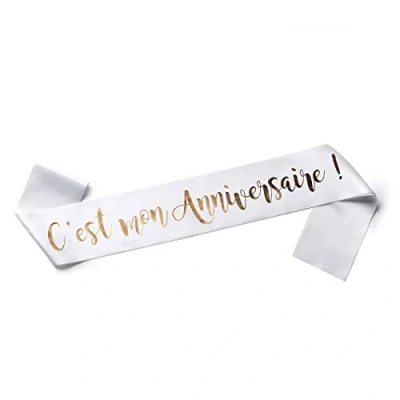 Afbeelding van OLILLY Sjerp C‘est mon anniversaire om te dragen op de grote dag Volwassenenmaat