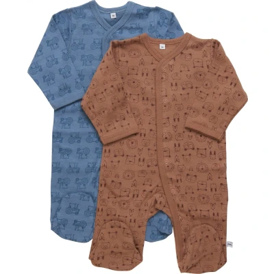 Afbeelding van Pippi Slaaprompers Jongens Katoen Blauw/roestbruin 2 Stuks Maat 98