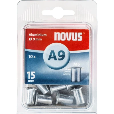 Afbeelding van Novus Blindklinkmoer M6x15mm aluminium open cilinderkop (Per 10 stuks)