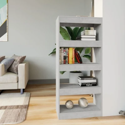 Afbeelding van Boekenkast/kamerscherm 60x30x135 cm bewerkt hout betongrijs