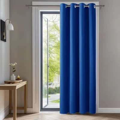 Afbeelding van Deconovo Gordijnen, verduisterend en warmte isolerend, voor de woonkamer slaapkamer, modern ontwerp met ringen, 140 x 240 cm (b h), koningsblauw, 1 stuk
