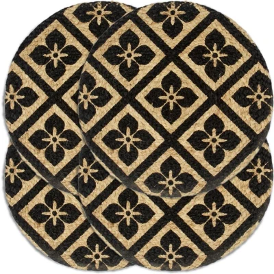 Afbeelding van Placemats 4 st rond 38 cm jute zwart