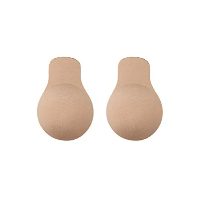 Afbeelding van Bye Bra stoffen Pull Up Beha, Zelfklevende Plakbeha, Herbruikbare nippel cover, Beige, M