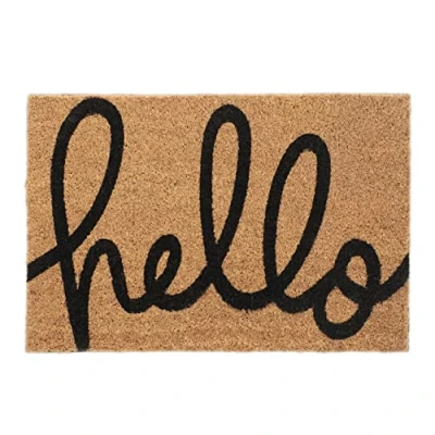 Afbeelding van Relaxdays Deurmat kokos voetmat Hello weerbestendig antislip schoonloopmat