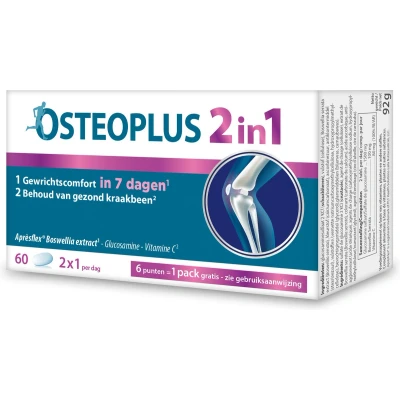 Afbeelding van OSTEOPLUS 2in1 Glucosamine, Boswellia, Vitamine C Voor Gezond Kraakbeen 60 tabletten