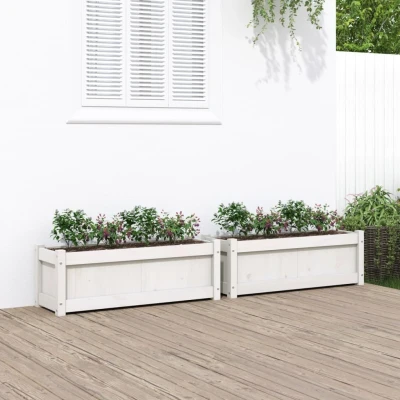 Afbeelding van Plantenbakken 2 st cm massief grenenhout wit