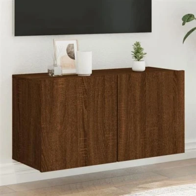 Afbeelding van Tv meubel wandgemonteerd 80x30x41 cm bruineikenkleurig