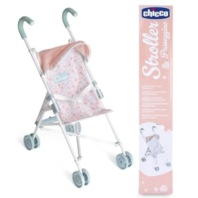 Afbeelding van Chicco My First Doll poppenwagen, voor kinderen vanaf 3 jaar, speelgoedkinderwagen met 4 wielen, licht en eenvoudig op te vouwen, zitting van stof opvouwbaar zonnedak