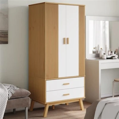 Afbeelding van vidaXL Kledingkast OLDEN 76,5x53x172 cm grenenhout wit en bruin