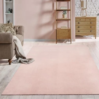 Afbeelding van The carpet Relax Modern pluizig laagpolig tapijt, antislip onderkant, wasbaar tot 30 graden, super zacht, vachtlook, blush, 200 x 280 cm