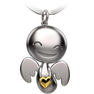 Afbeelding van FABACH Gelukkige beschermengel sleutelhanger met hart, geluksbrenger, beschermengel, engel cadeau idee voor vriendin, Goud, Modern