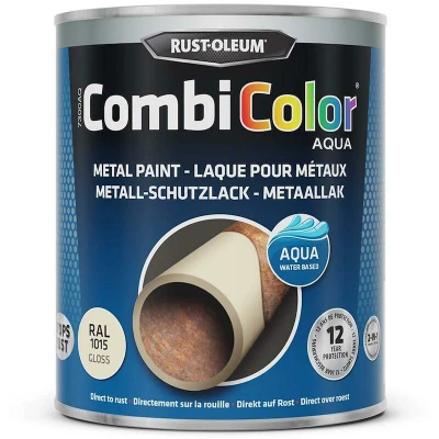 Afbeelding van Rust Oleum CombiColor Aqua Metaallak Hoogglans RAL1015 Roestwerend en Weerbestendig