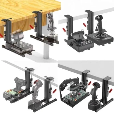 Image de 2 Set The Desk Mount for Flight Sim Game Joystick, Throttle and Hotas Systems Compatible with Logitech X56, X52, Thrustmaster T Hotas,Thrustmaster T.16000M, TCA,Wining orion