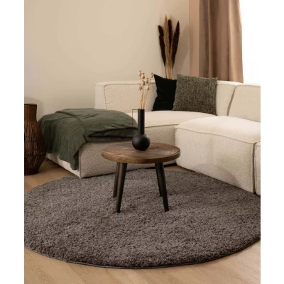 Afbeelding van Hoogpolig Vloerkleed Shaggy Trend Effen Rond Grijs 300 Cm