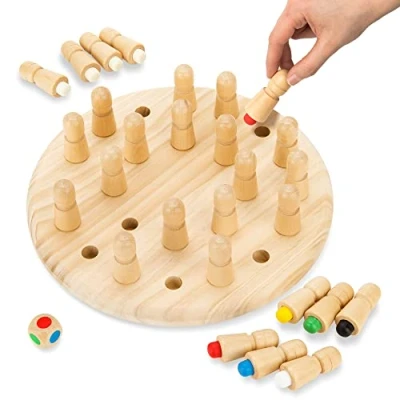 Afbeelding van Toyfel Magnus Houten Schaakspel met Tas 30 cm Chess Montessori Educatief Speelgoed voor Kinderen Spel Logica &amp; Coördinatie