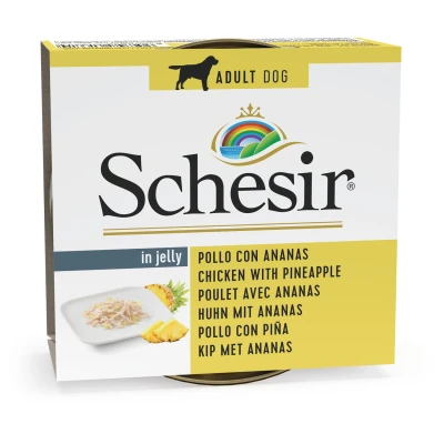 Afbeelding van Schesir Hond Blik Gelei 150 g Hondenvoer Kip&amp;Ananas